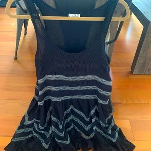 Free People black with gray lace tunic
